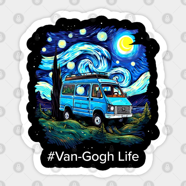 Van Gogh Starry Night Meets Van Camping Life #Van-Gogh Life Sticker by VogueTime